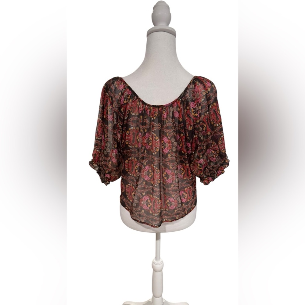 Floral Black and Red Women's Top - Picture 5 of 6